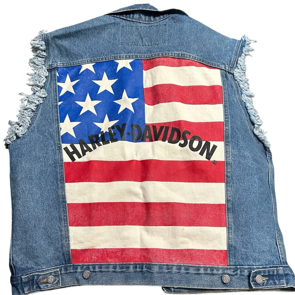 🇺🇸Vintage Harley-Davidson Blue Denim Vest